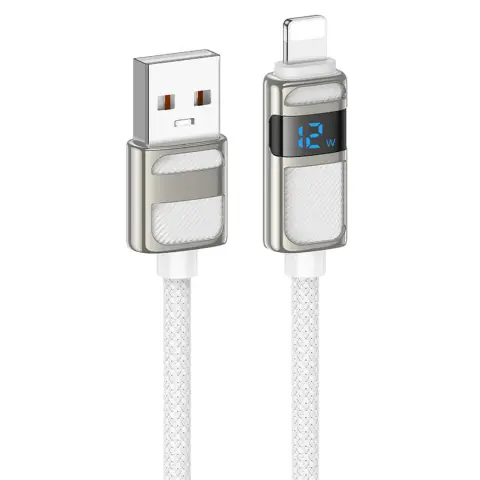 HOCO U137 Line töltő adatkábel kijelzővel USB-A - Lightning fehér 1.2m HC636414