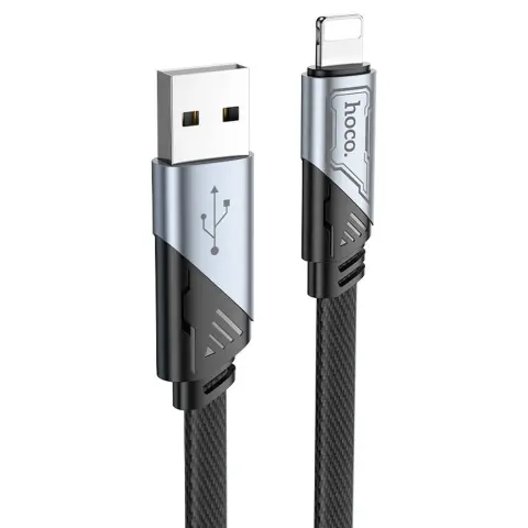HOCO U119 Machine töltő adatkábel USB-A Lightning lapos fekete 1.2m HC604987
