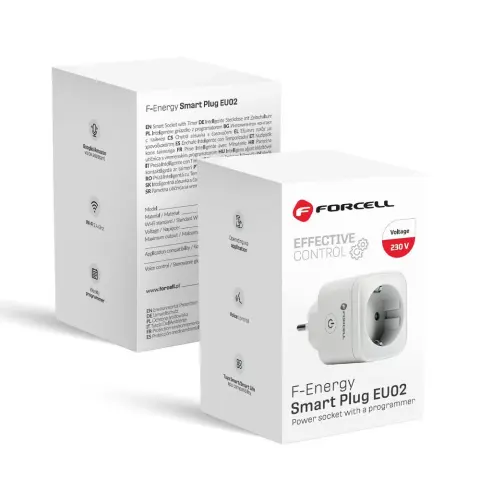 FORCELL F-ENERGY EU02 okos konnektor 230V WiFi Tuya Alexa fehér FOR379208