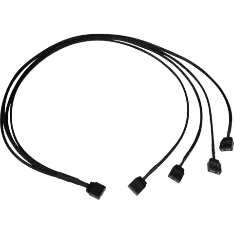 aRGB Y-kábel elosztó 3-Pin - 4x 3-Pin fekete 60cm 18712