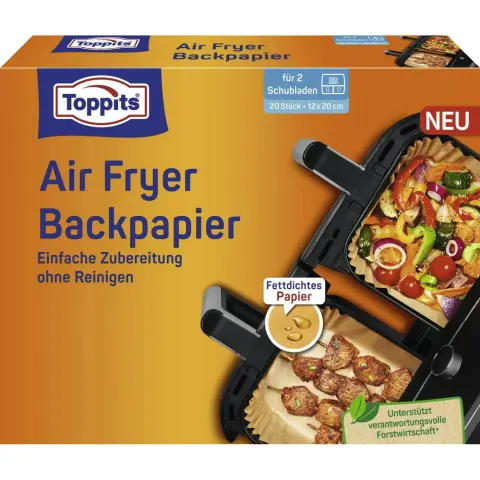 TOPPITS baking paper for air fryer 12x20cm 20 pcs -