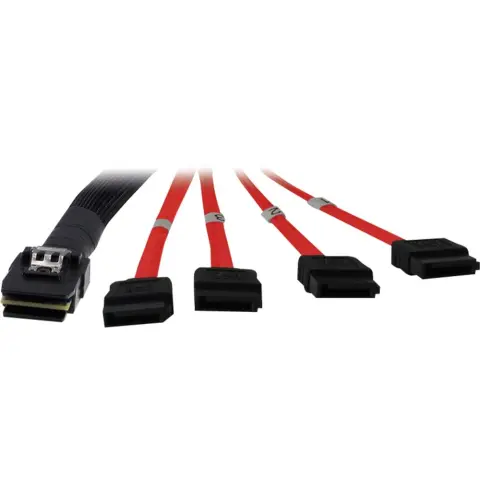 INTER-TECH SFF-8087 MiniSAS - 4x SATA kábel fekete/piros 1m 88885301