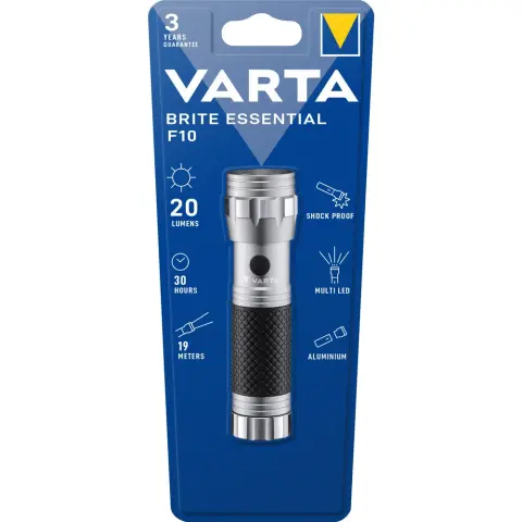 VARTA Brite Essential F10 silver/black flashlight 14 LED 15608201401