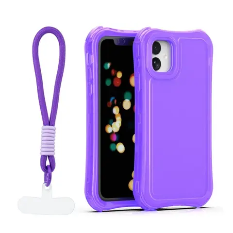 GIGAPACK Szilikon telefonvédő légpárnás sarok műanyag hátlap kézpánt Apple iPhone 11 lila GP-187355