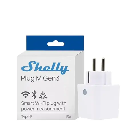 SHELLY Plug M Gen3 Wi-Fi BT Matter okoskonnektor fehér ALL-KON-PLUGMW-R3