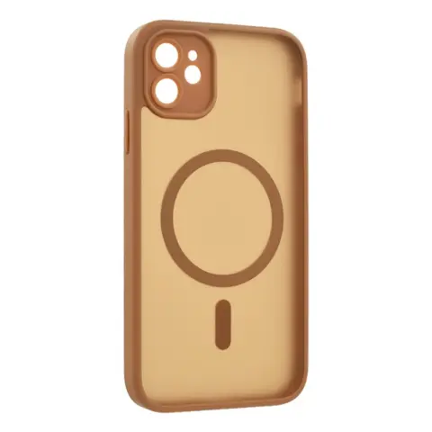 GIGAPACK Szilikon telefonvédő ütésállóság matt hátlap kameravédő MagSafe Apple iPhone 11 világosbarna GP-187923
