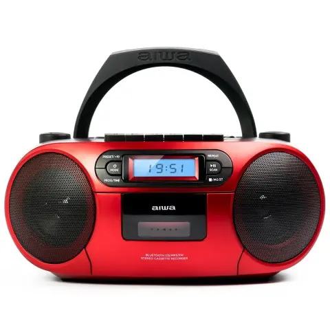 AIWA Hordozható retro boombox CD/MP3/USB/kazetta/BT/FM piros RC-250RD