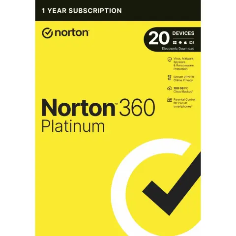 NORTON 360 Platinum 100GB 20 users Electronic license 1+1 21428036