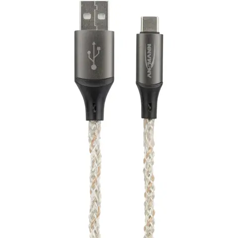 ANSMANN USB 2.0 Type C Punjač/podaci Fekete/átlátszó 1m LED 1700-0158