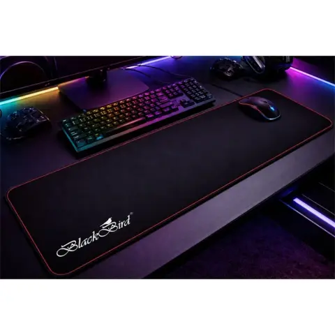 BLACKBIRD Egérpad gamer mély fekete 70x30cm 3mm piros varrott szegély BH1823