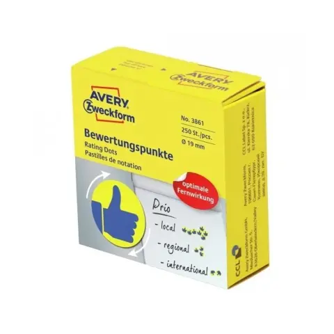 AVERY Kék lájk öntapadó jutalom címke 19mm 3861