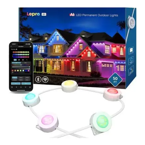 LEPRO E1-60 Wi-Fi Bluetooth RGB+CCT kültéri okos LED fényfüzér 60 fénypont E1-60-EU