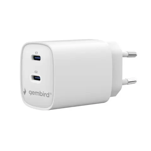 GEMBIRD 2-port 45W USB fast charger bel TA-UC-2C-PD45-01-W