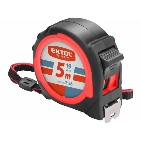 EXTOL Maßband gummiert 2 stoppos 5m×19mm 3155