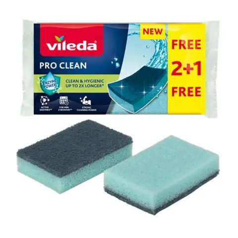 VILEDA Pro Clean dishwashing sponge 2+1 pcs blue KHTV81