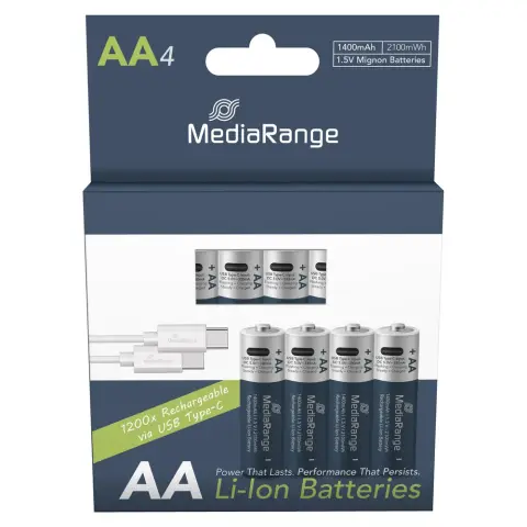 MEDIARANGE USB-C Li-Ion akkumulátor Micro AAA 4db-os csomag MRBAT161