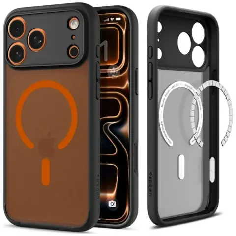 SPIGEN Ultra Hybrid Mag MagSafe tok iPhone 17 Pro Max / iPhone 18 Pro Max fekete-narancssárga ACS10482
