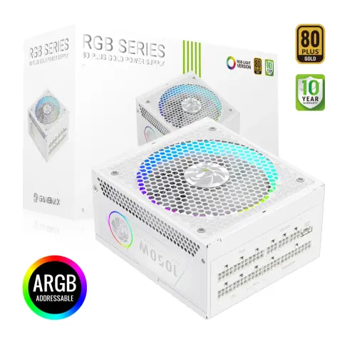 GAMEMAX RGB 1050G tápegység 1050W Gold Fehér Full Modular RGB 1050G WH