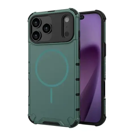 GIGAPACK Defender műanyag tok légpárnás sarokkal MagSafe Apple iPhone 17 Pro / iPhone 18 Pro sötétzöld GP-191658