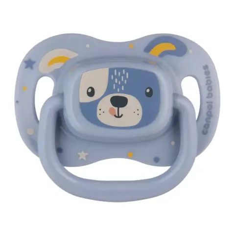 CANPOL BABIES Szilikon szimmetrikus cumi 18hó+ CUTE ANIMALS - kék