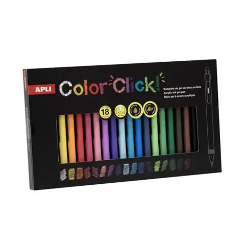 APLI Color Click Zseléstoll akril tintával 0.7mm nyomógombos 18 szín LCA20642