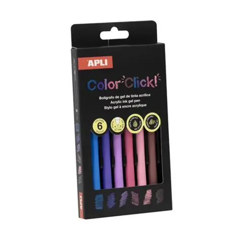APLI Color Click Zseléstoll akril tintával 0.7 mm nyomógombos tavaszi színek 6 szín LCA20645