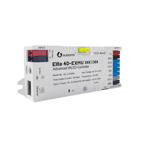 GLEDOPTO Elite 4D-EXMU RGBIC LED vezérlő WiFi Ethernet GLE-REL-C618WL