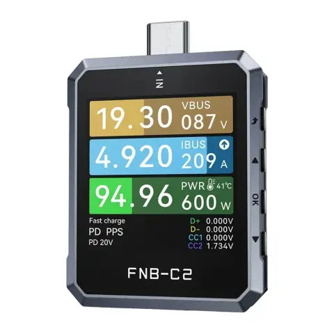 FNIRSI FNB-C2 2-IN-1 USB-C Tesztelő Power Delivery 3.1 EPR