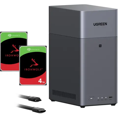 UGREEN NASync DH2300 2x Seagate IronWolf NAS 4TB CMR Fekete UGRSEA-H1