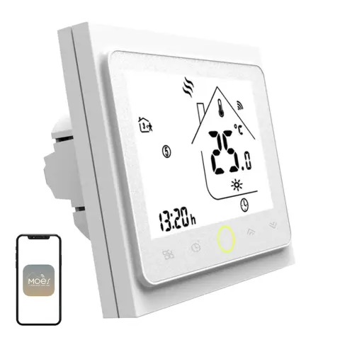 MOES Wi-Fi LCD okos termosztát elektromos padlófűtéshez fehér BHT-002