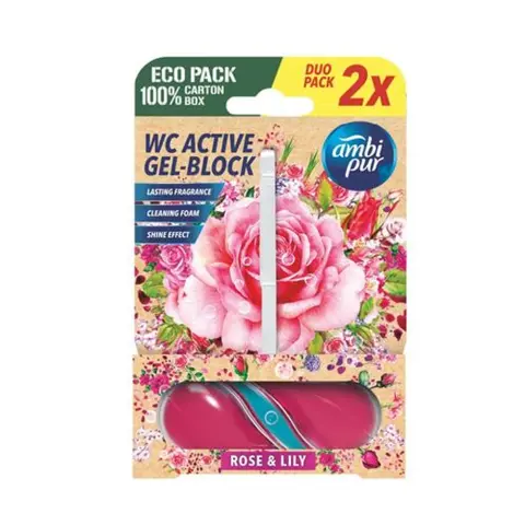 AMBI PUR Toilet cleaner block 2x45 g rose and lily KHT1590