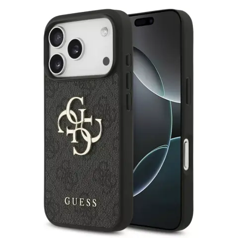 GUESS PU 4G Metal Logo tok iPhone 17 Pro Max / iPhone 18 Pro Max fekete