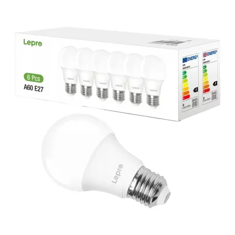 LEPRO LED izzó E27 A60 8.5W 6500K hideg fehér 6 db 100090-DW-EU-6