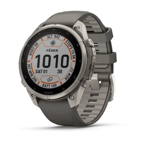GARMIN Fenix 9 Pro inReach Solar MIP 47mm Titanium kavicsszürke szilikon szíjjal (ED XD) 010-04338-01