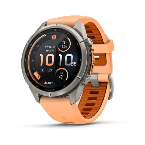 GARMIN Fenix 9 Pro inReach 43mm Amoled Titanium őszi narancs szilikon szíjjal (ED XD) 010-04335-01