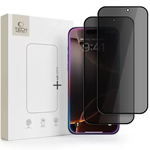 TECH-PROTECT Glass Spy+ Privacy kijelzővédő Apple iPhone 17 Pro / iPhone 18 Pro fekete 2db