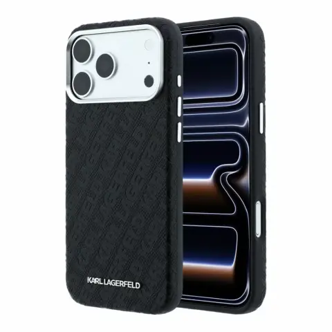KARL LAGERFELD Semi Wrap MagSafe tok iPhone 17 Pro Max / iPhone 18 Pro Max fekete-ezüst