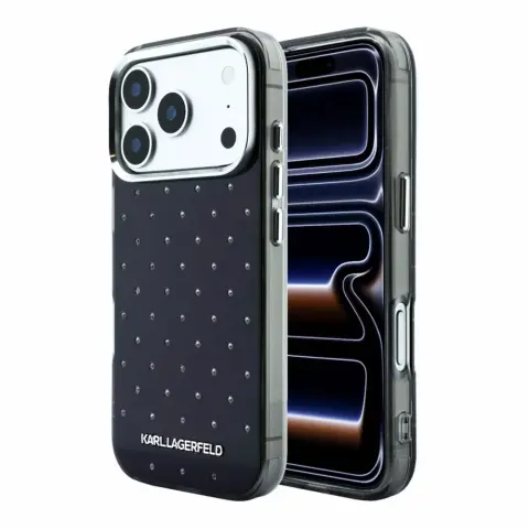 KARL LAGERFELD IML Rhinestones Allover iPhone 17 Pro Max / iPhone 18 Pro Max tok fekete