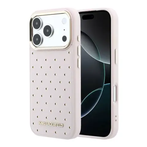 KARL LAGERFELD PU Perforated Gold Dots MagSafe tok iPhone 17 Pro / iPhone 18 Pro rózsaszín KLHMP17L6PPDKLP