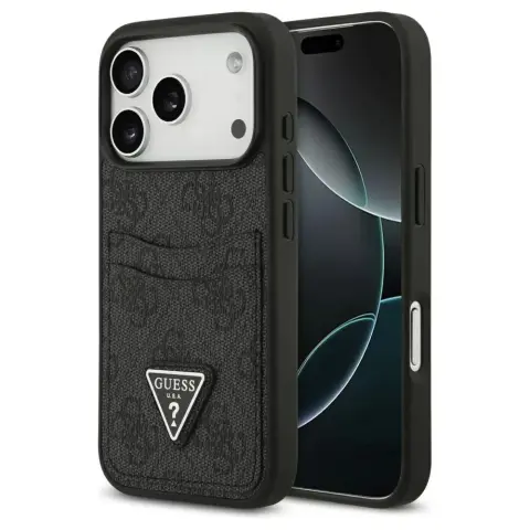 GUESS 4G Double Card Triangle tok iPhone 17 Pro / iPhone 18 Pro fekete GUHCP17LP4TPK