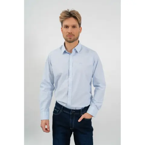 BUDMIL Modern fit hosszú ujjú ing Férfi XL világoskék