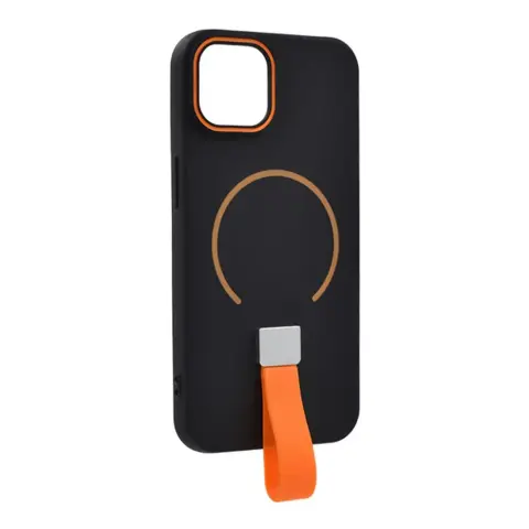 GIGAPACK magsafe szilikon tok ujjpánttal iphone 11 fekete-narancssárga