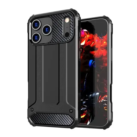 GIGAPACK iPhone 17 Pro Max / iPhone 18 Pro Max defender szilikon telefonvédő ütésállóság fémhatás fekete