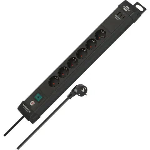 BRENNENSTUHL Premium-Line power strip 6 outlets 3x USB 3m black 1951160613