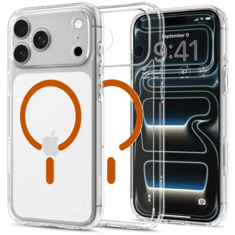 SPIGEN Ultra Hybrid MagFit tok iPhone 17 Pro / iPhone 18 Pro átlátszó-narancssárga ACS12159