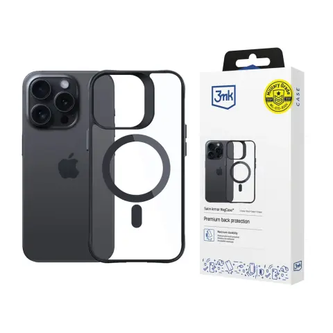 3MK Satin Armor MagCase MagSafe tok iPhone 15 Pro Max fekete-átlátszó