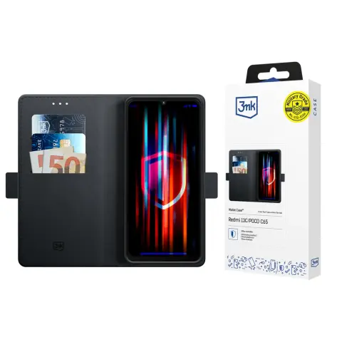 3MK Wallet Case tárca tok Redmi 13C/POCO C65 fekete