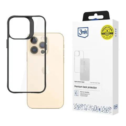3MK Satin Armor Case+ case for iPhone 13 Pro Max black-transparent