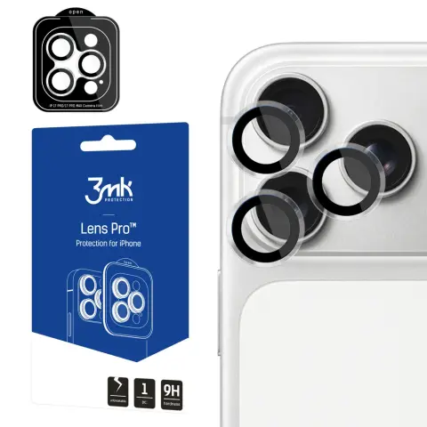 3MK iPhone 17 Pro Max / iPhone 18 Pro Max 3MK LENS PROTECTION PRO kameravédő üveg 2.5D 9H + segédkeret ÁTLÁTSZÓ