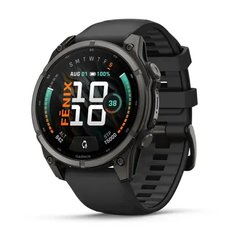 GARMIN Fenix 9 47mm Amoled karbonszürke DLC Titanium fekete szilikon szíjjal (ED) 010-04762-11